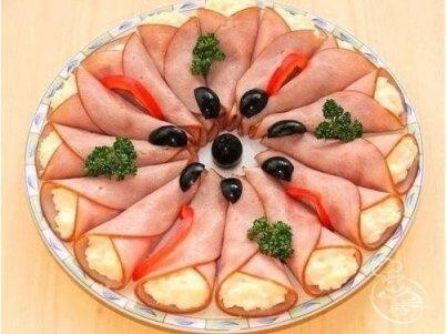 Рулетики ветчина с сыром