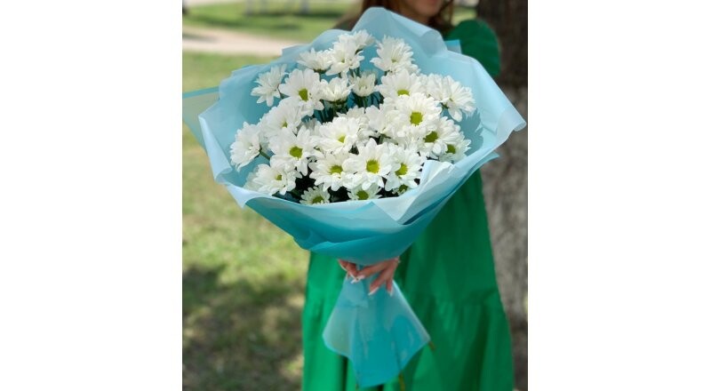 Букет «Ромашковые облака» в стильной зефирной упаковке