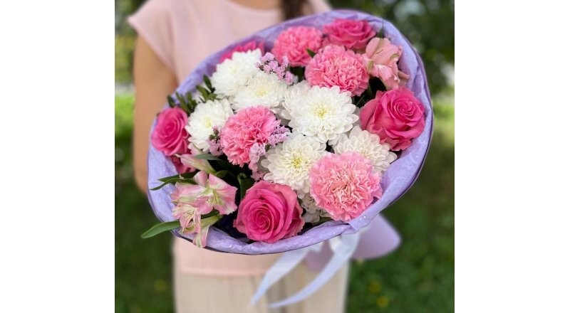 Букет микс «Малиновый закат»