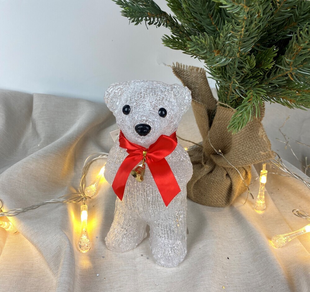 Украшение светодиод.  Мишка  20см 20 LED белый