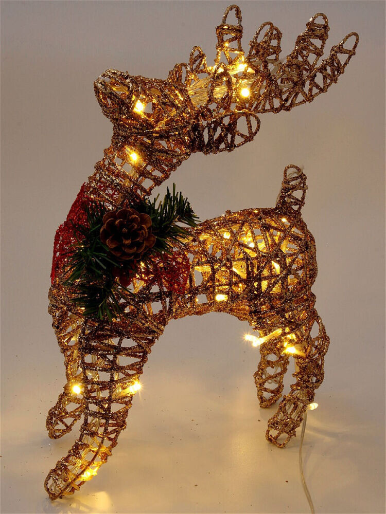 Украшение светодиод.  Олень  30см золото