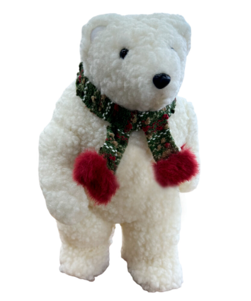 Фигура НГ 28х17х17см  Мишка с шарфиком стоит  плюш