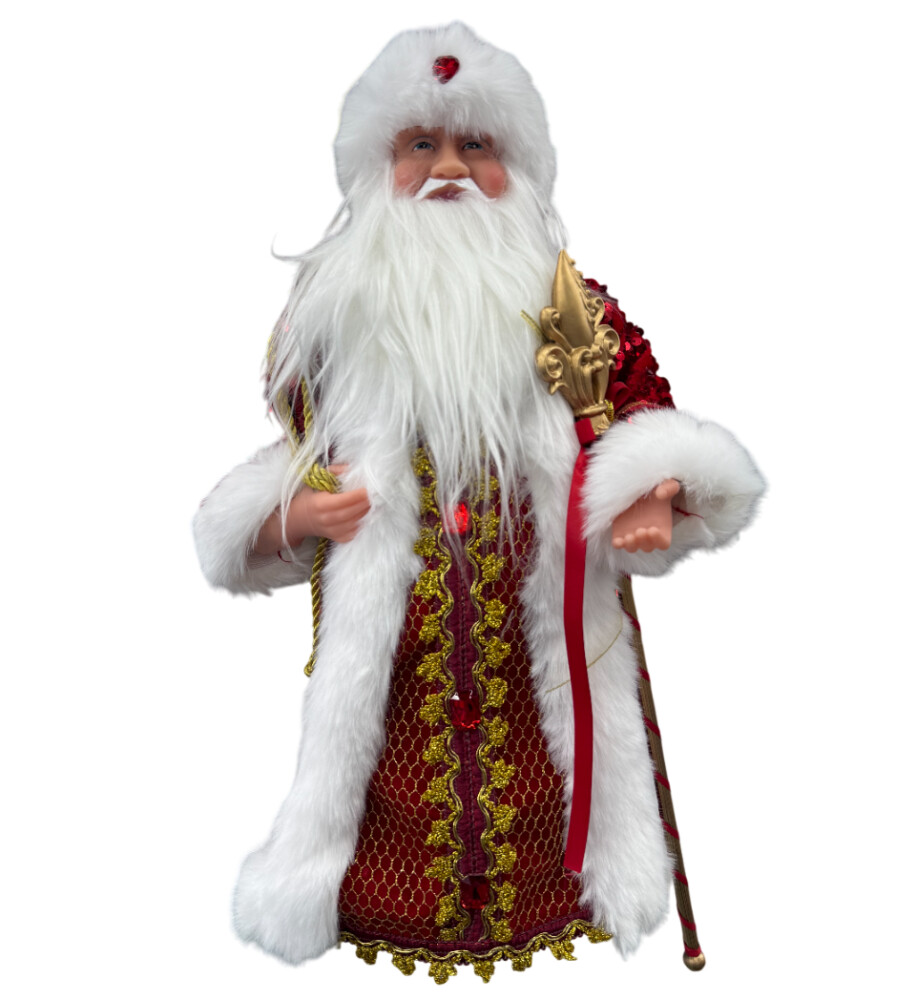 Фигура НГ 40см  Дед Мороз  с мешком и посохом красный