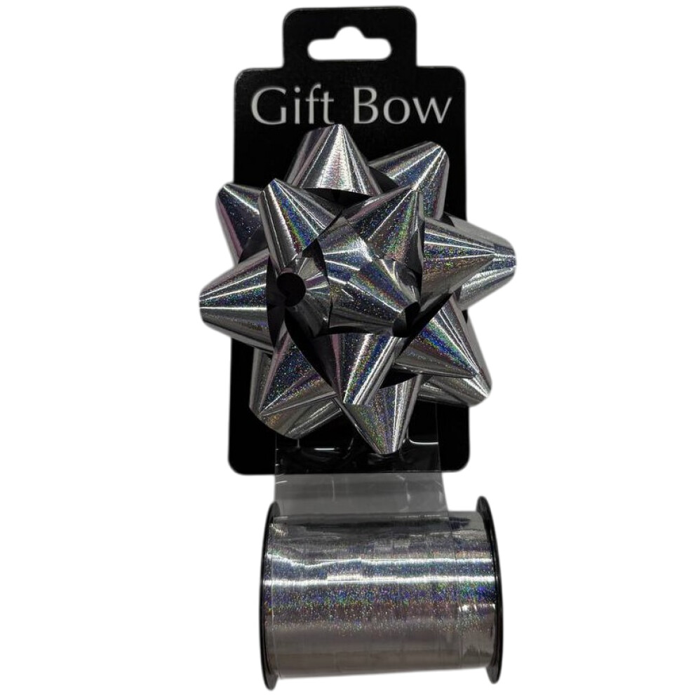 Бант-звездочка 10см    лента 10м голография