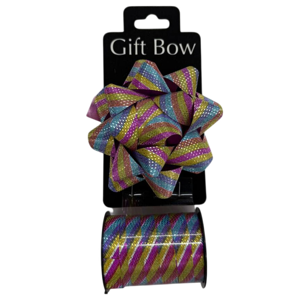 Бант-звездочка 10см    лента 10м радужный