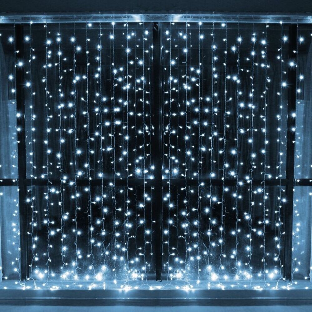Гирлянда  Дождь  500 LED, 2х2,5м, проз. пр-д, УМС-вилка, б/прогр. мерцание, холод. белый