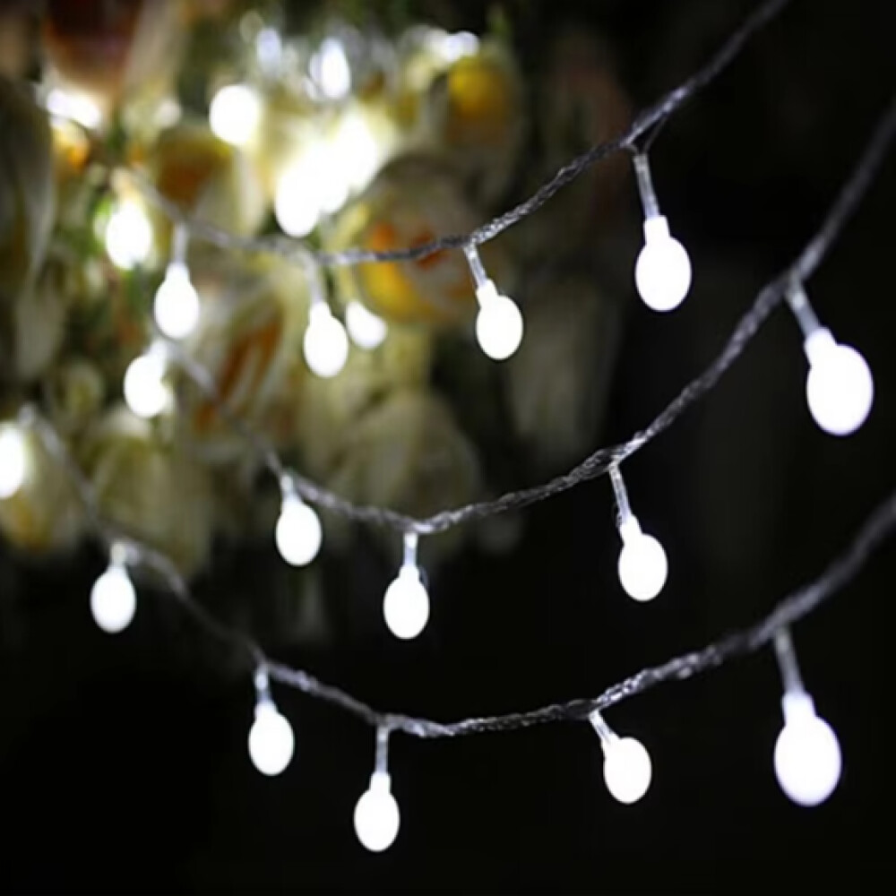 Гирлянда  Нить  с насад.  Шарики  60 LED, 10м, проз. пр-д, вилка, УМС, б/прогр., холод. белый