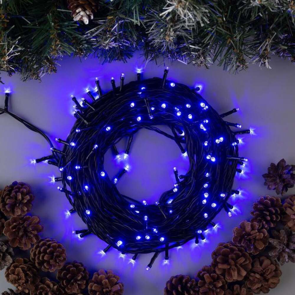 Гирлянда улич.  Нить  200 LED, 20м, черн. пр-д, УМС-вилка, б/прогр. IP44, синий