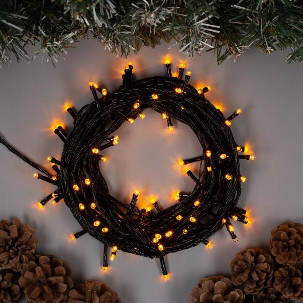 Гирлянда улич.  Нить  200 LED, 20м, черн. пр-д, УМС-вилка, б/прогр. IP44, тепл. белый