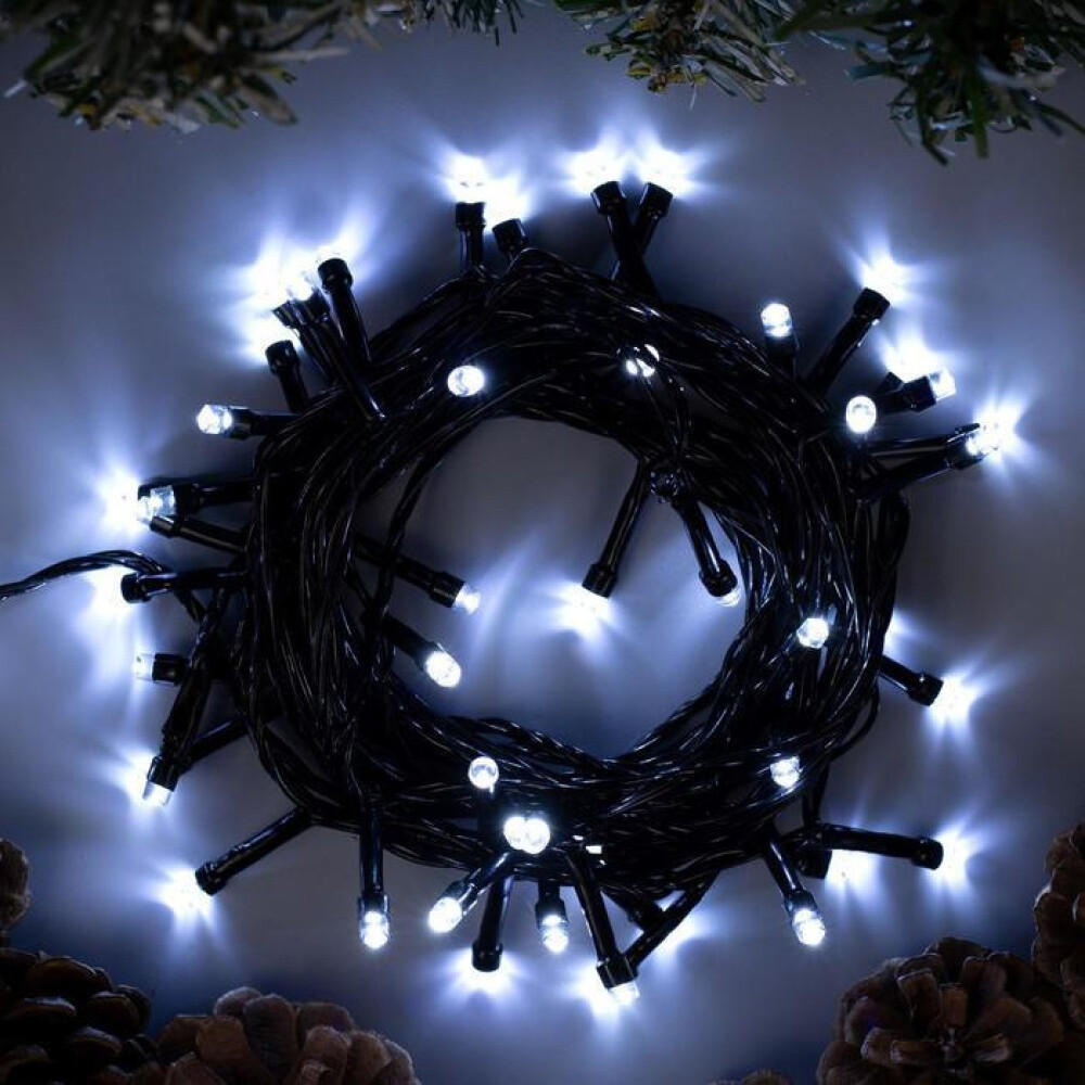 Гирлянда улич.  Нить  800 LED, 100м, зел. пр-д, б/прогр. IP44, холод. белый