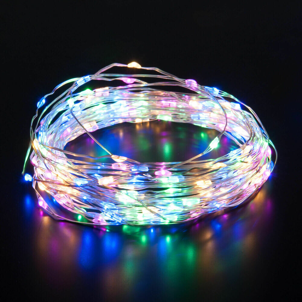 Гирлянда улич.  Нить-Роса  1000 LED, 100м, прозр. пр-д, с/прогр. IP44, мультиколор