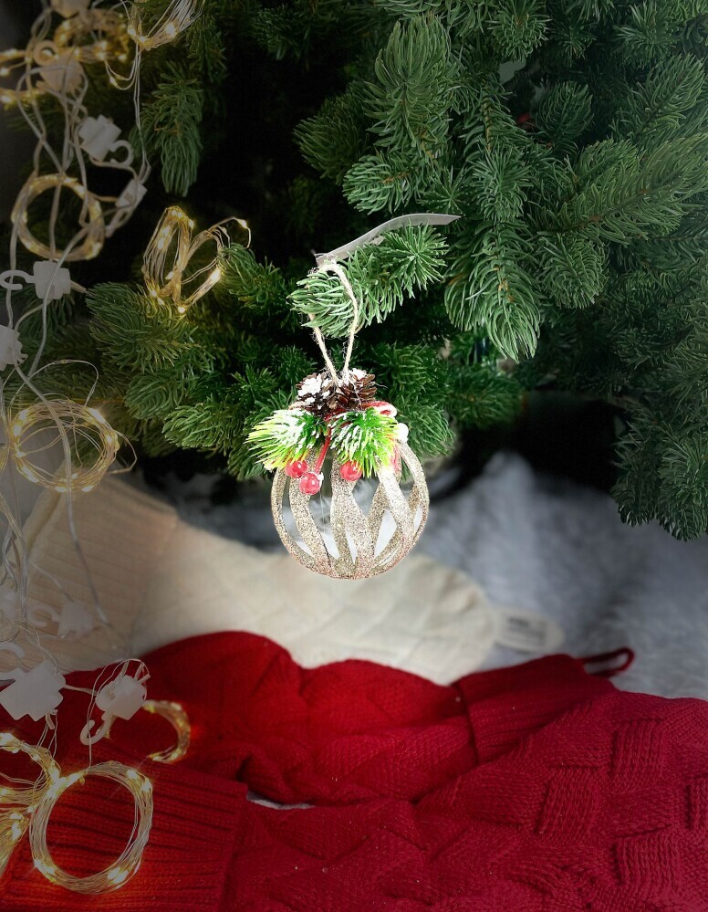 Украшение елочное  Шары  10см (уп. 1шт)  Волна  пайетки золото