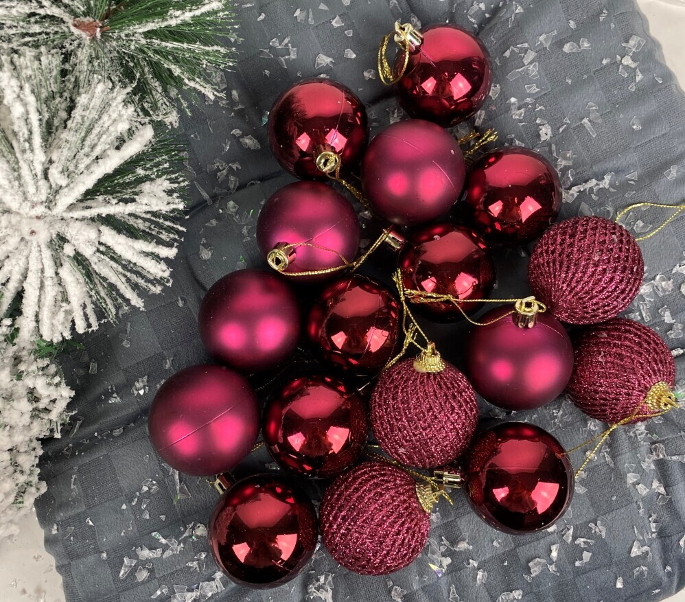 Украшение елочное  Шары  6см (уп. 20шт) сетка/глянец/матовый бордо