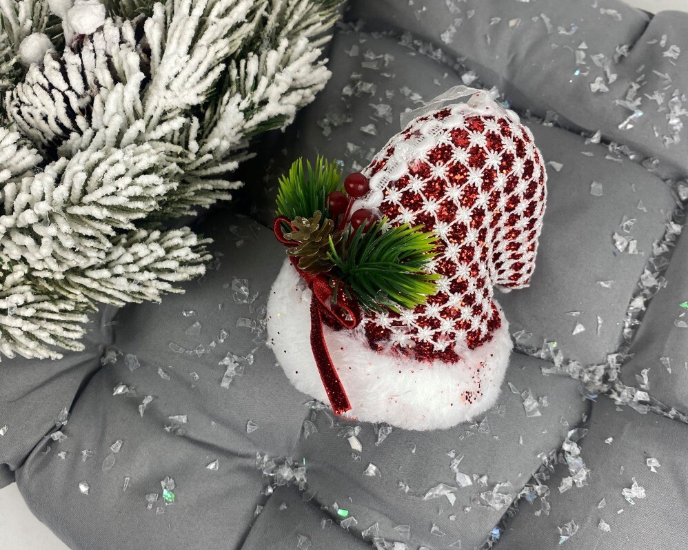 Украшение елочное 12см (уп. 1шт)  Колпак  красный