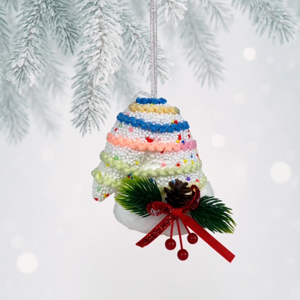 Украшение елочное 12см (уп. 1шт)  Колпак  разноцветный