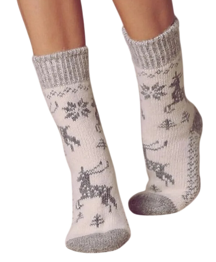 Носки жен. шерсть р.35-37  Северный Олень  белый