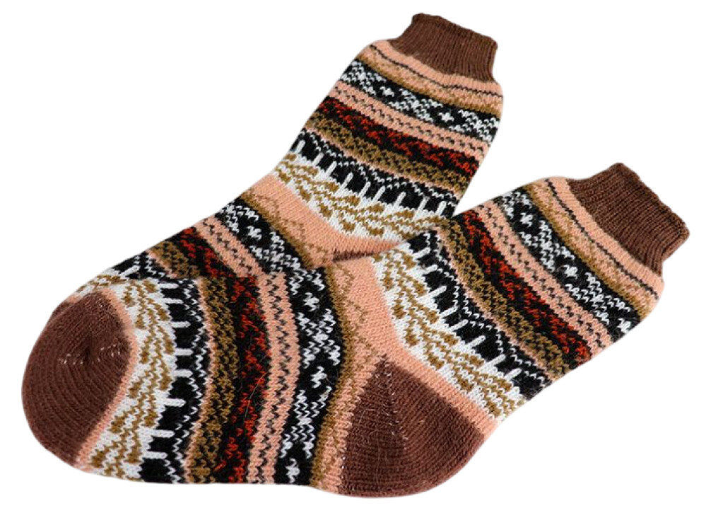 Носки жен. шерсть р.35-37 Полосатые коричневый