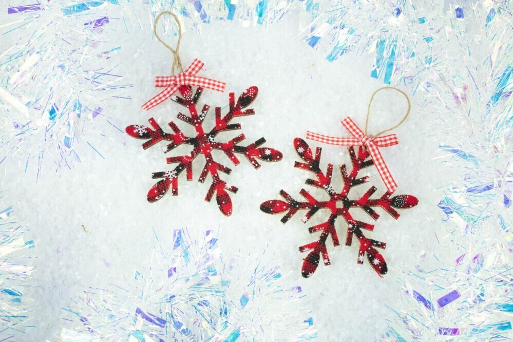 Украшение елочное 14см (уп. 2шт)  Снежинка  скандинавия