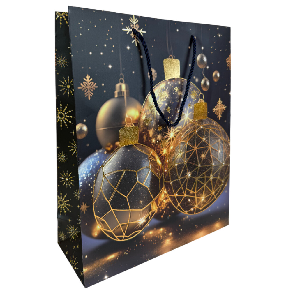 Пакет подарочный бум. НГ 42х30х12см  Новогодний  шары, темн. фон ассорт.