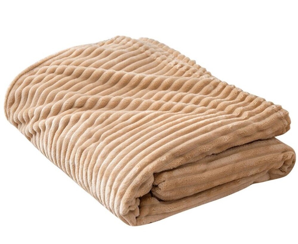 Плед 150х200см плюш  Полоса  капучино