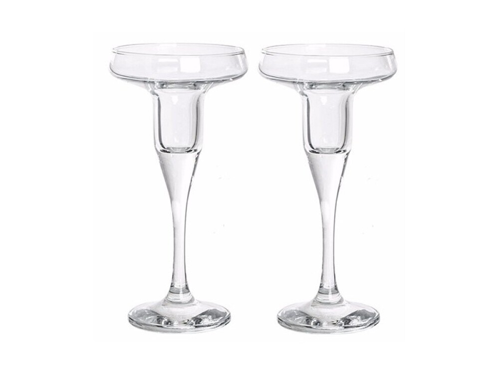 Подсвечник стекло 1 свеча  Бейзик  17см (н-р 2шт)