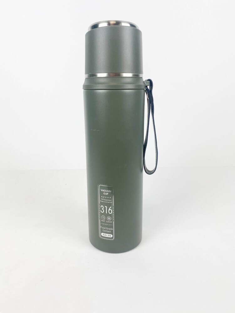 Термос метал. 1,0л с кноп. серый