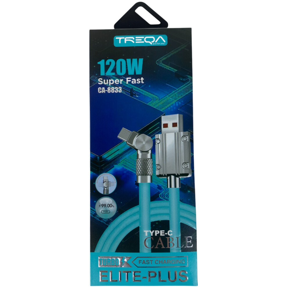 Кабель type-c - USB 1м угловой, быстрая зарадка TREQA