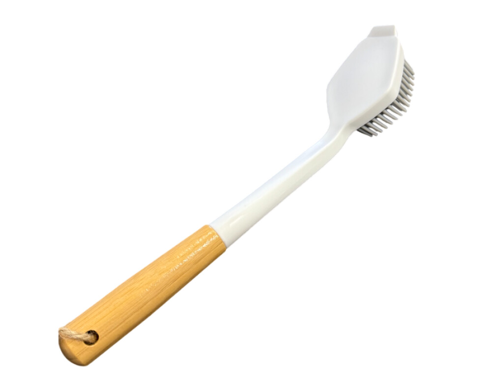 Щетка кухон. силикон. 27х6см со скребком, дерев. ручка