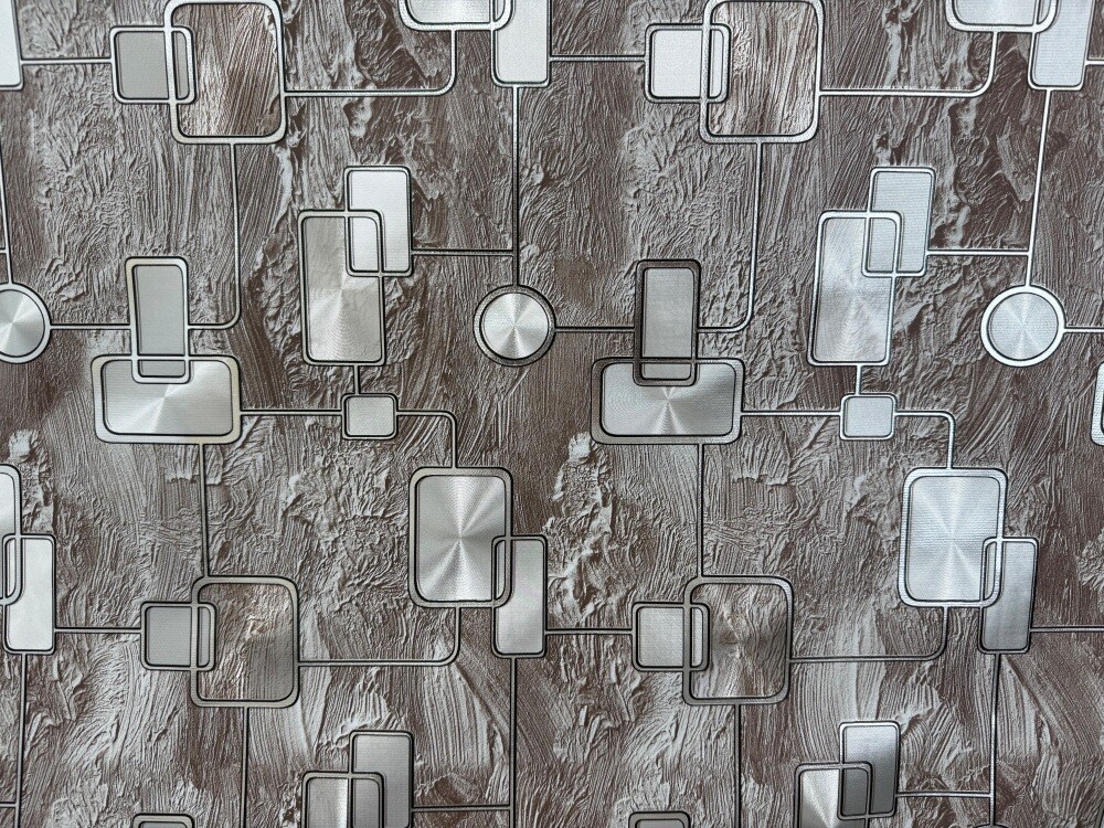 Клеенка ПВХ 1,37х20м  Геометрия  коричневый с серебром метраж