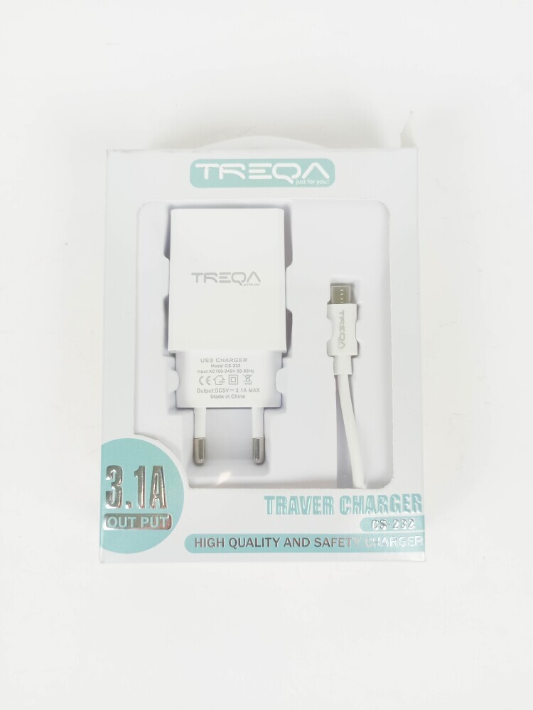 Сетевое зарядное устр-во micro usb - USB 1м 3,1A TREQA