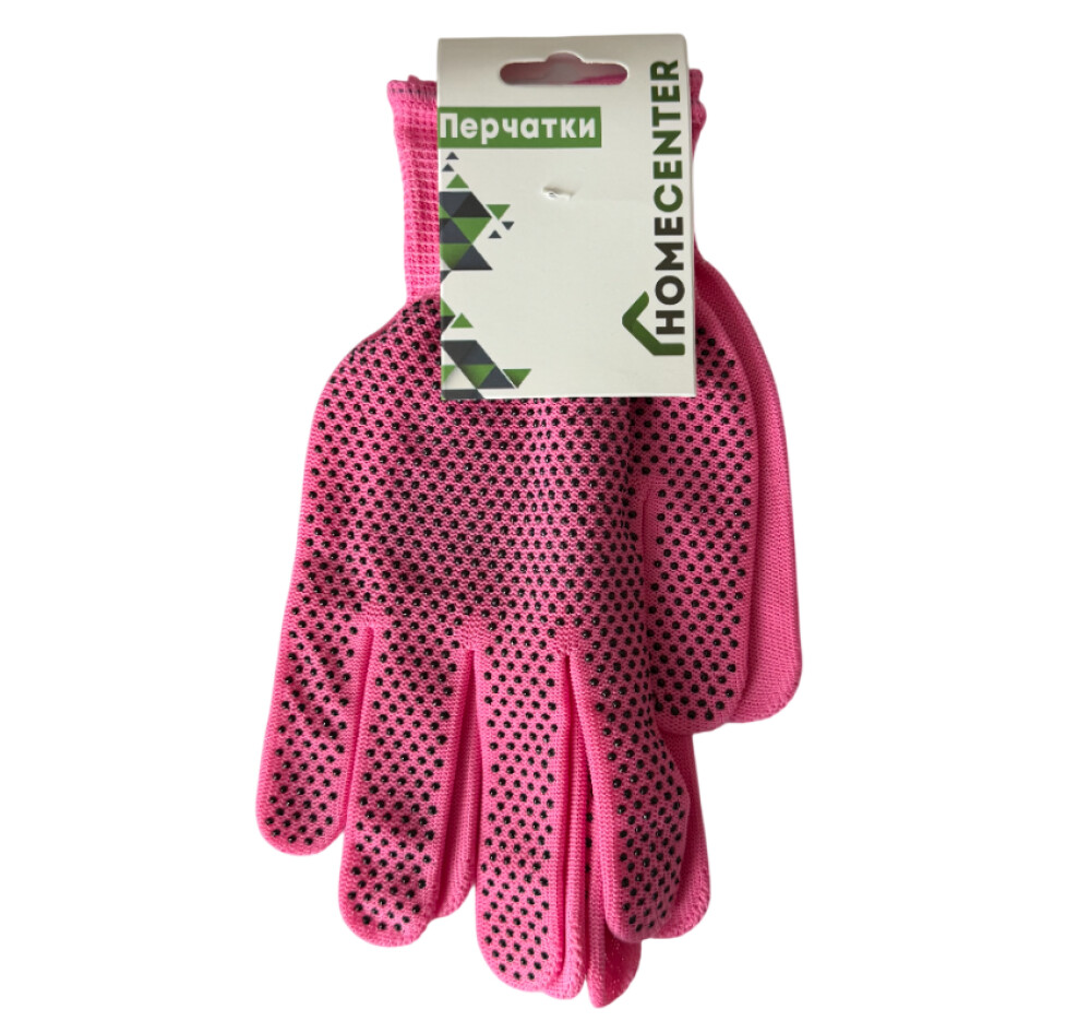 Перчатки жен. полиамид, точечное ПВХ покрытие (уп. 1 пара), розовый