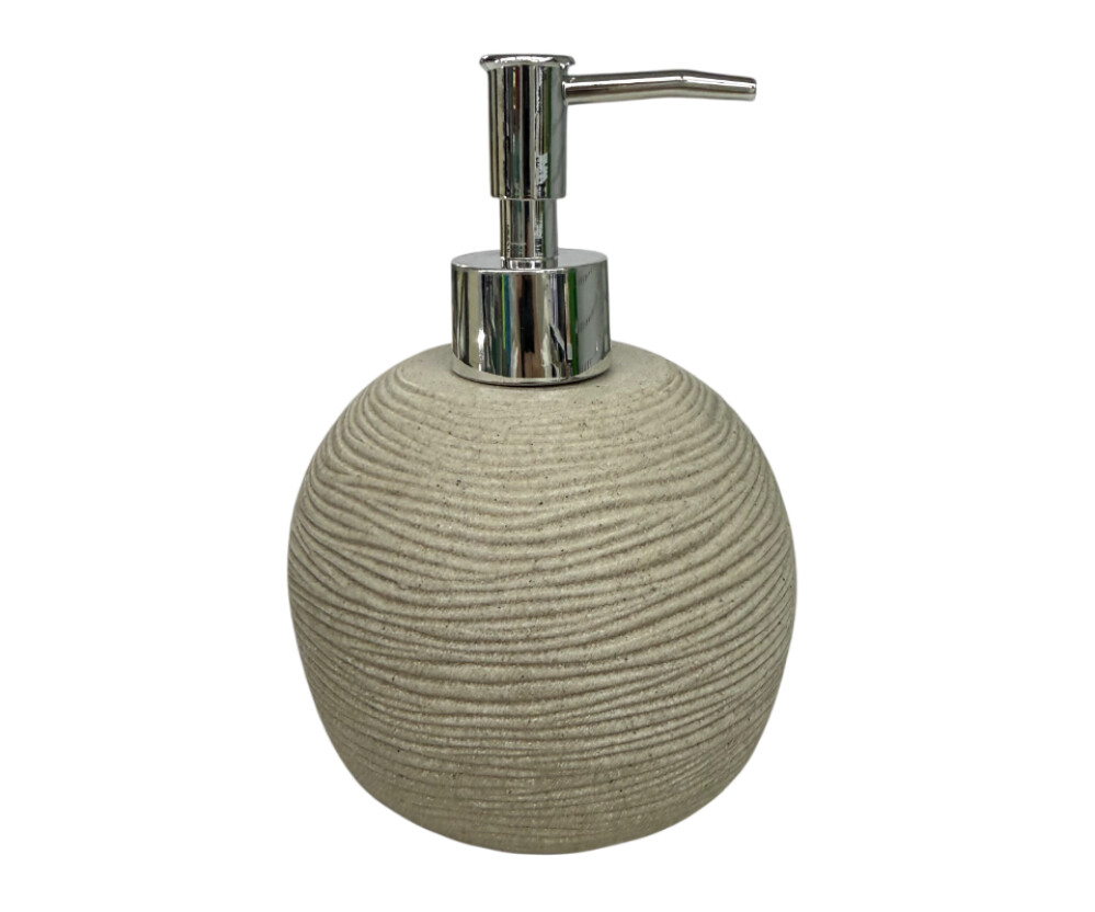 Дозатор для жидкого мыла полистоун круглый, бежевый