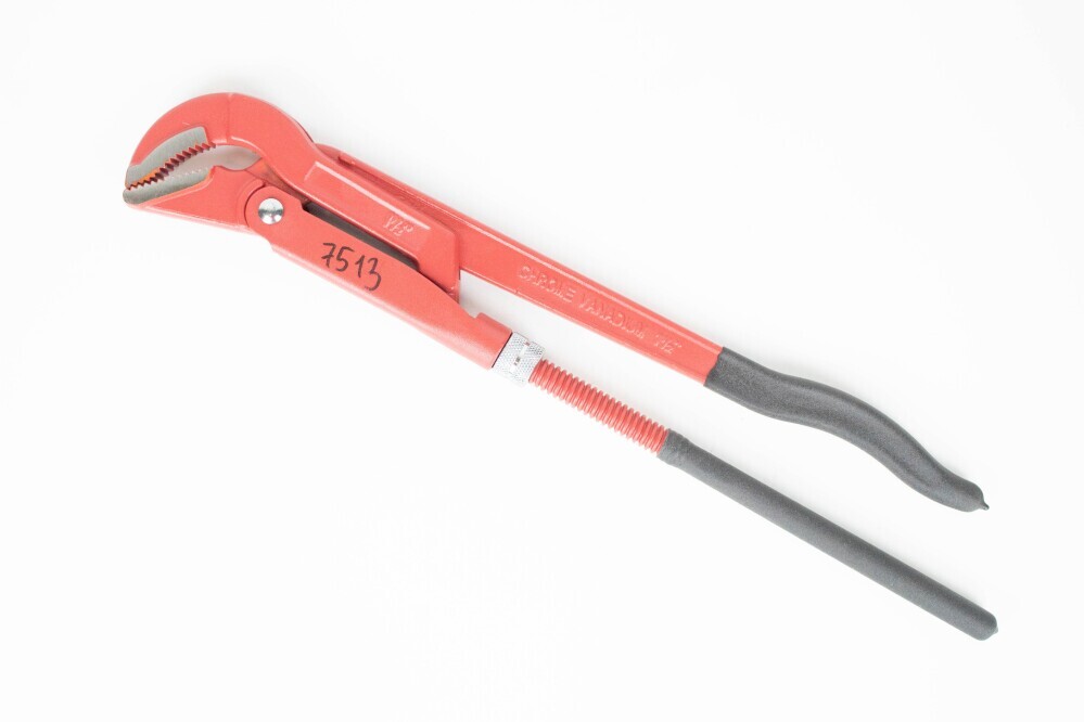 Ключ газовый 1,5  рычажный изогнут. губы с обрезин. ручкой