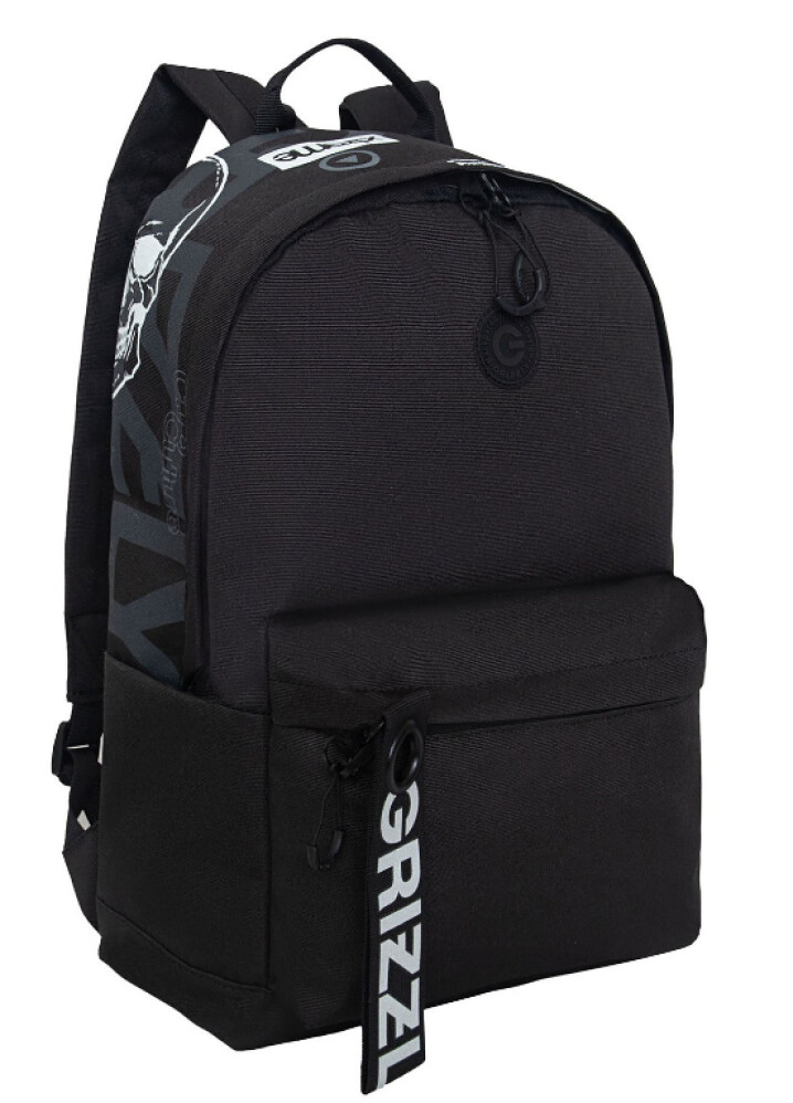 Рюкзак молодежный 30х44х15см укреп. спинка черный-черный GRIZZLY